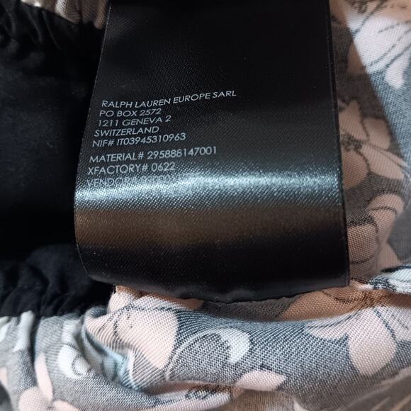 CLUB MONACO Floral Blouse Top L Peplum Puff Short Sleeves Pink Black Cottage - Picture 9 of 11